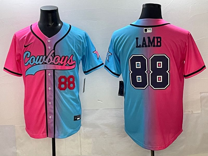 Men 2025 Dallas Cowboys #88 Lamb Blue pink Nike Limited NFL Jersey style 004->dallas cowboys->NFL Jersey